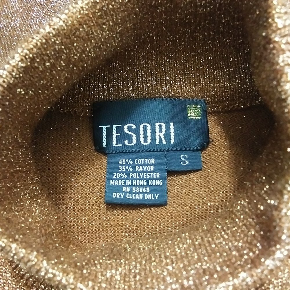 Tesori Bronze Shimmer Turtleneck Sweater - Picture 4 of 6